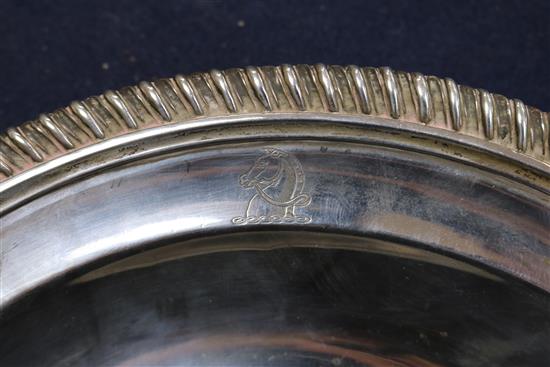 A George III gadrooned silver dish, London 1772 500 grams